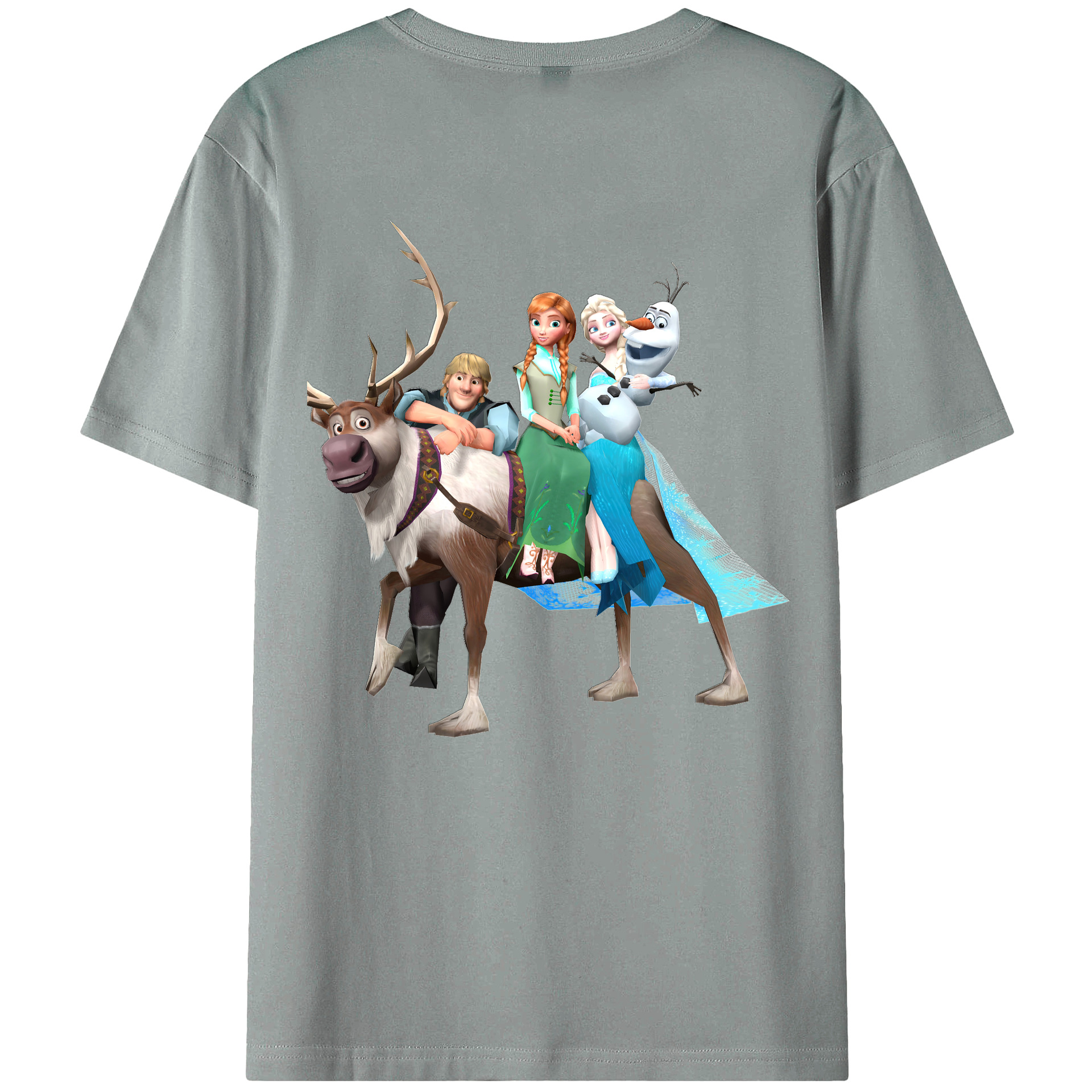 （画像用） アナと雪の女王 アンナ エルサ Frozen Anna Elsa 綿100％ メンズ半袖Tシャツ（バックプリント） 通気性